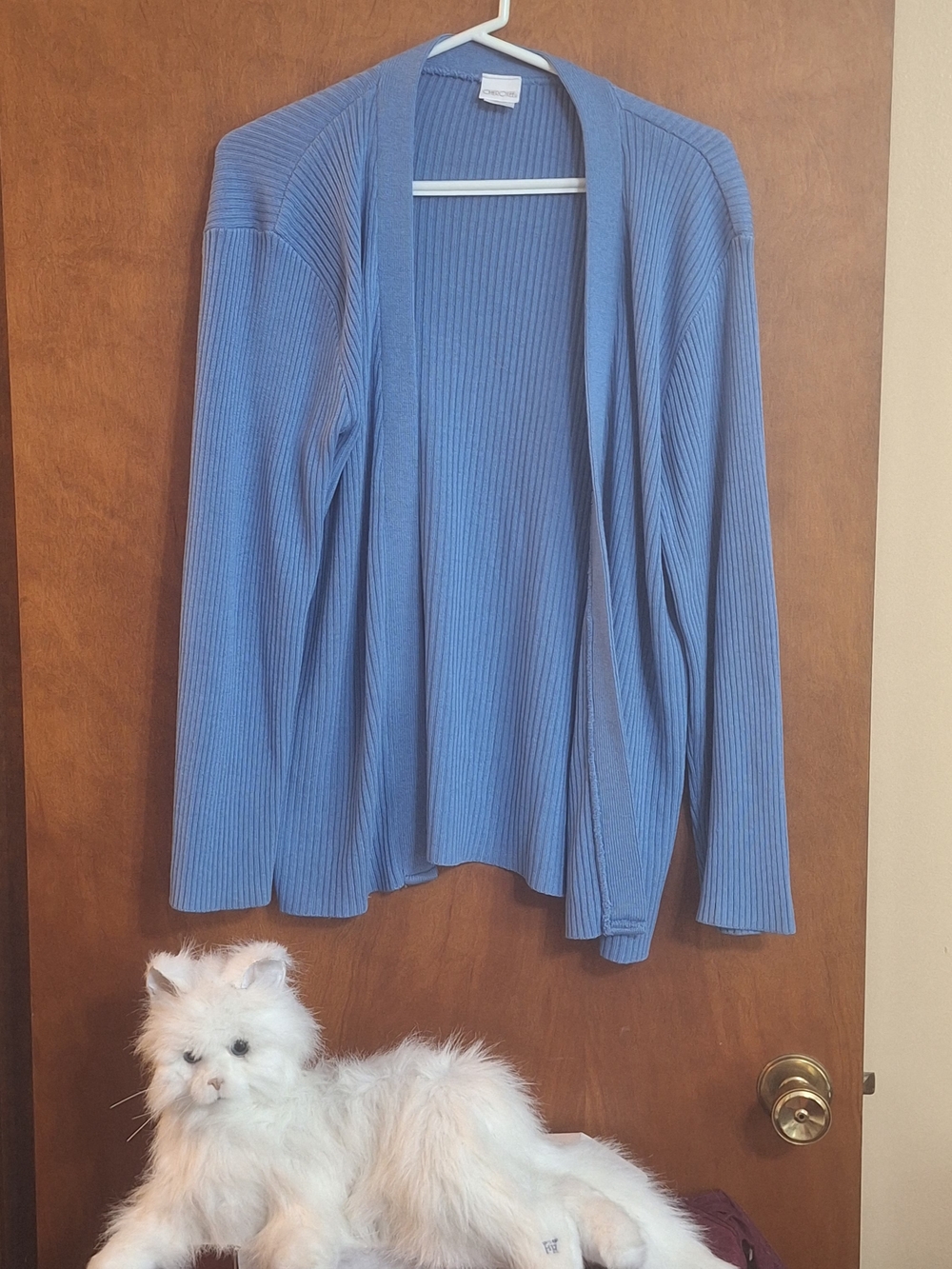 Cherokee Blue Ribbed Open-Front Cardigan